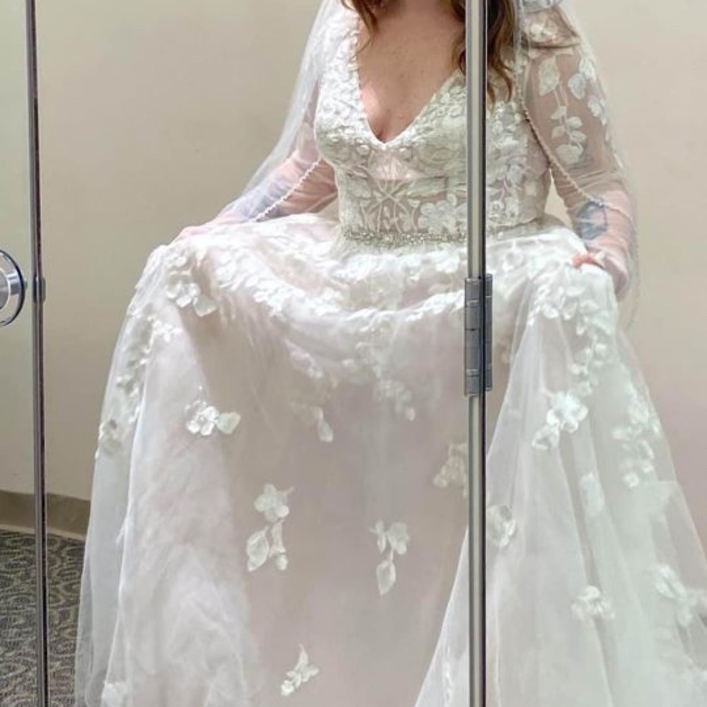 Galina Signature Illusion Long Sleeve Wedding Dress